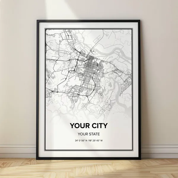 Customized Street Map, Minimalist Map Art Print