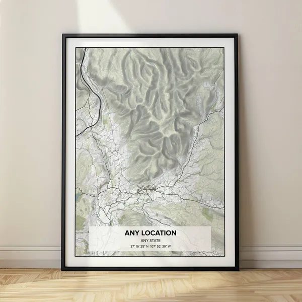 Custom Topo Map, Modern Map Art Print