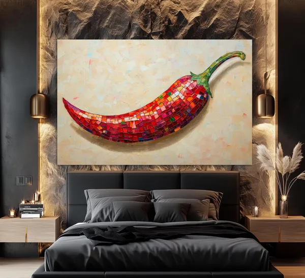 Abstract Chili Pepper Disco Style Kitchen Art Print
