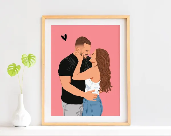 Custom Couple Portrait Personalized Art Print