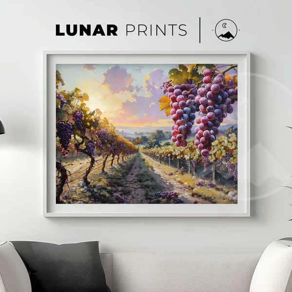 Vineyard Art Print, Rustic Italian Landscape