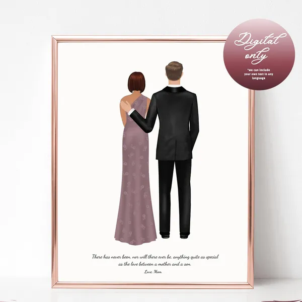 Mother And Son Wedding Portrait Art Print, Gift