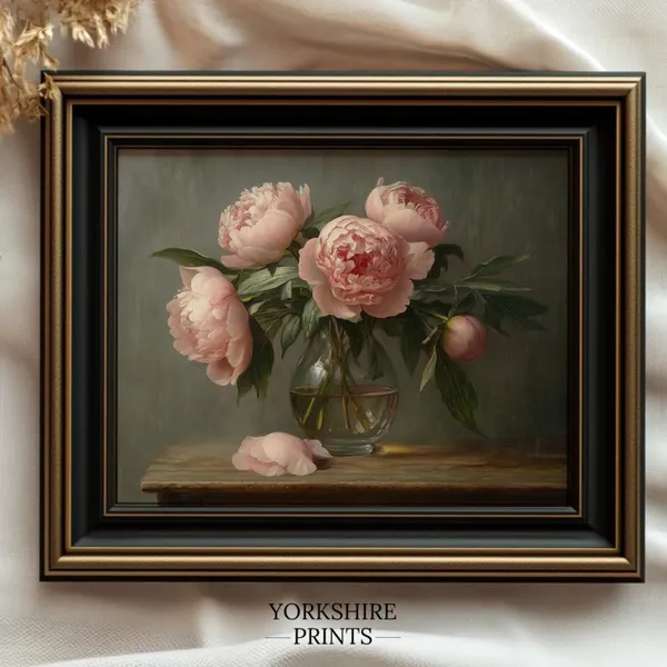 Moody Vintage Dark Floral Still Life Art Print