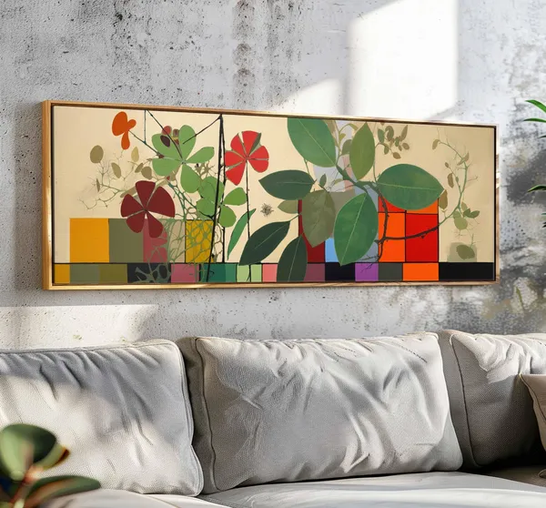 Modern Botanical Floral Wall Print, Mid-Century