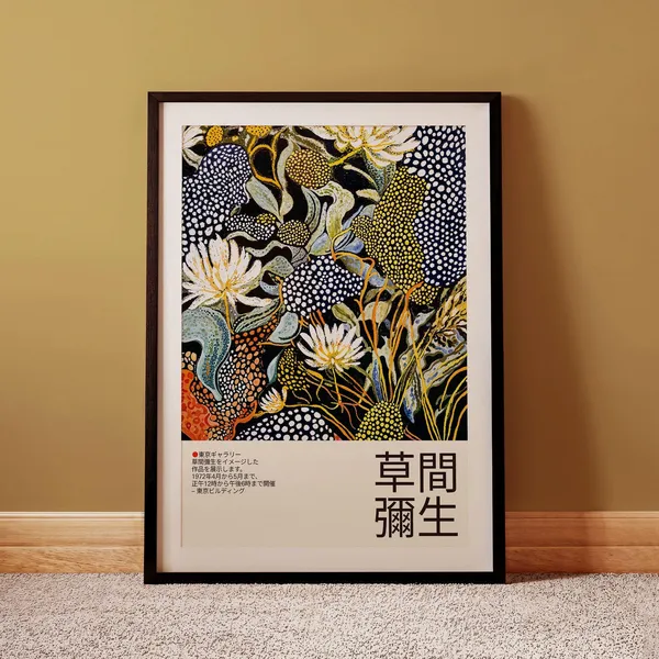 Yayoi Kusama-Inspired Floral Art Print, Botanical Polka