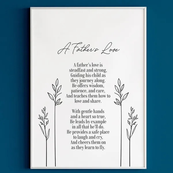 Fathers Day A Father's Love Poem Art Print