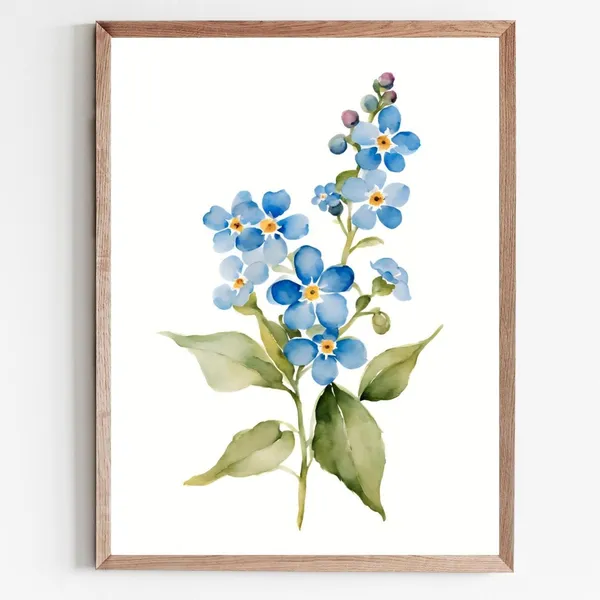 Forget-Me-Not Watercolor Art Print, Farmhouse Floral