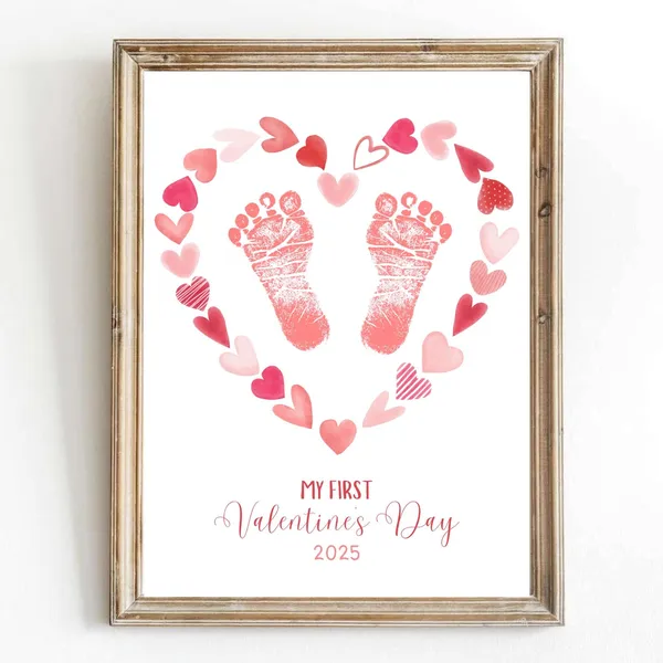 My First Valentine's Day Footprint Art Print