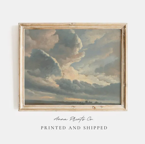 Antique Cloud Study, Vintage Sunset Sky Art Print
