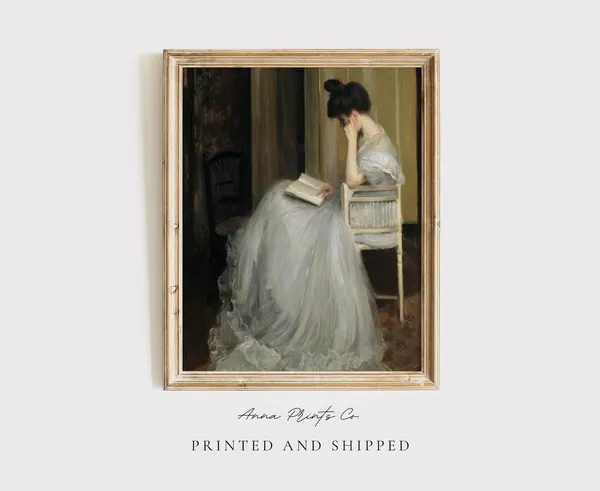 Woman Reading Victorian Portrait, Vintage Art Print