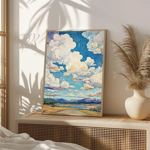 Dynamic Cloudscape Art Print, Vibrant Sky Scenic Decor