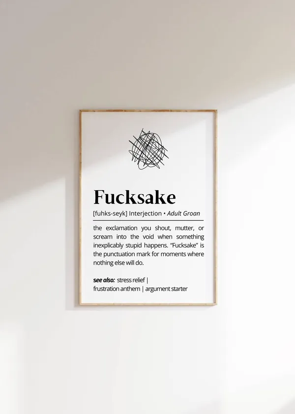 Fucksake Definition Quirky Humor Typography Art Print