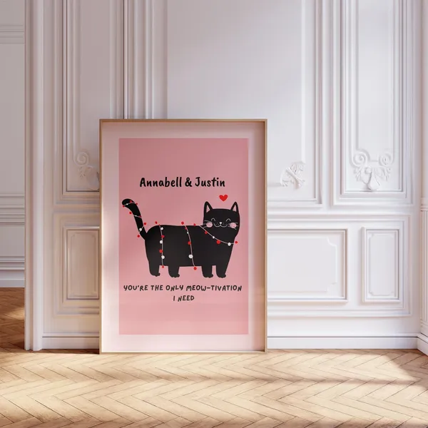 Personalized Cat Meme Poster, Aesthetic Room Decor