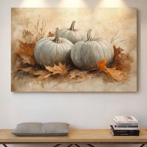 Rustic White Pumpkin Fall Harvest Art Print