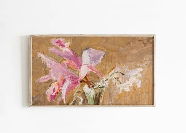 Orchid Flower Vintage Painting Art Print