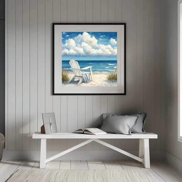 Adirondack Chair With Towel, Cape Cod Coastal Art Print