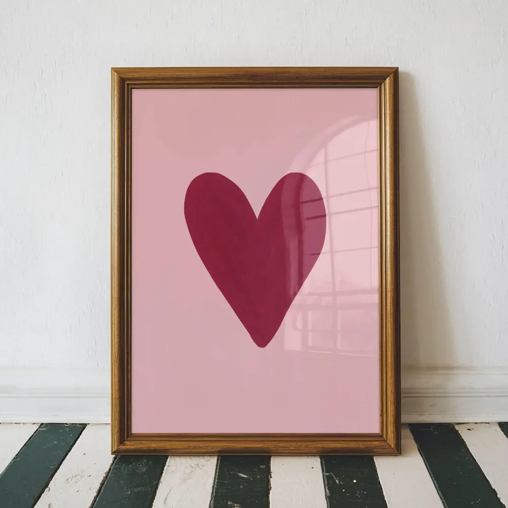 Maroon Heart Floral Love Art Print