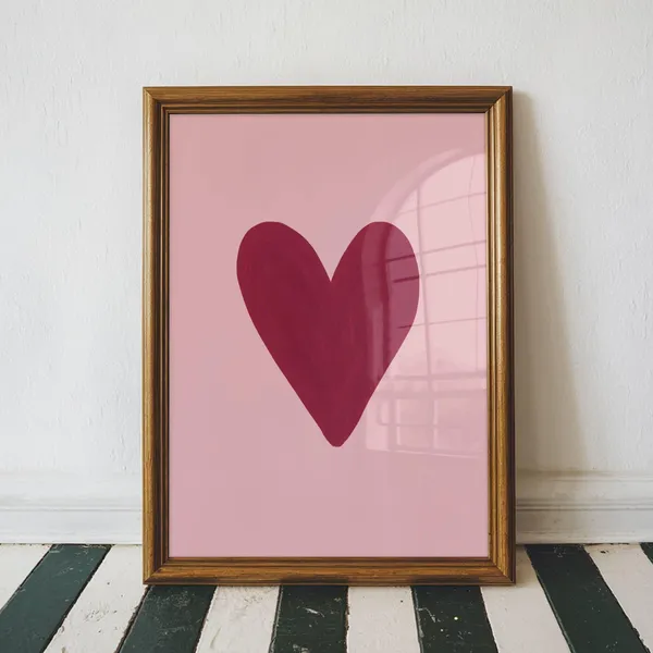 Maroon Heart Floral Love Art Print