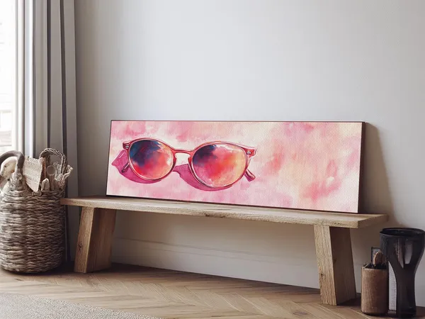 Retro Sunglasses Art Print, Pink Boho Bedroom Decor