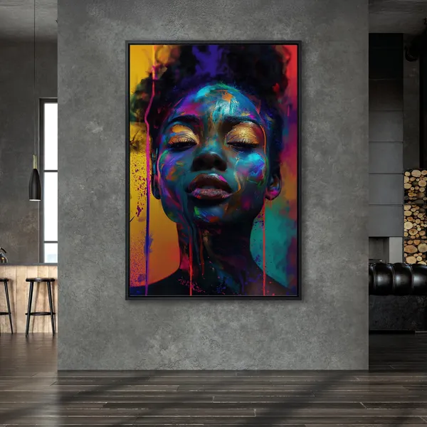 Vibrant Face Black Girl Art Print, Fashion Makeup
