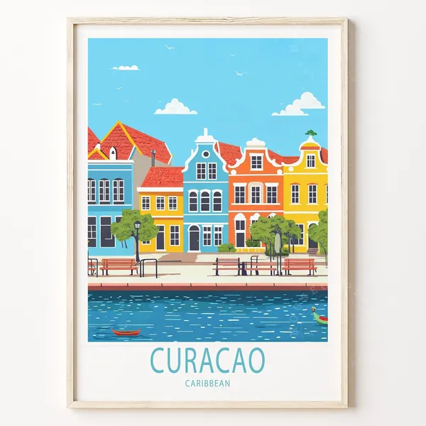 Curacao Caribbean Travel Poster, Willemstad Art Print