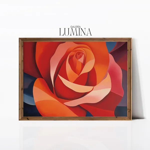 Abstract Red Rose Painting, Modern Floral Art Print