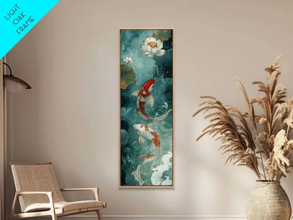 Wabi Sabi Koi Fish Art Print, Japanese Style Accent Piece