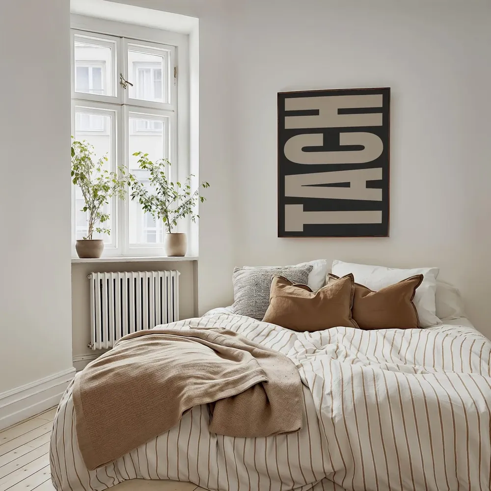 Hello Typography Art Print, Greige Beige On Black - Image 2