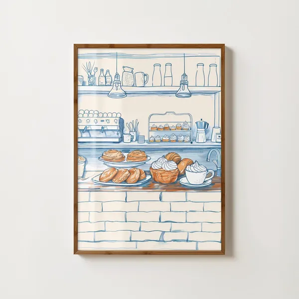 Patisserie Croissant Kitchen Bakery Wall Art Print