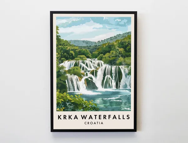 Krka National Park Travel Poster, Croatia Landscape