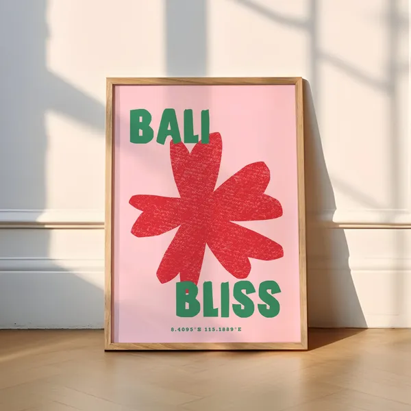 Bali Bliss Travel Poster, Boho Summer Decor