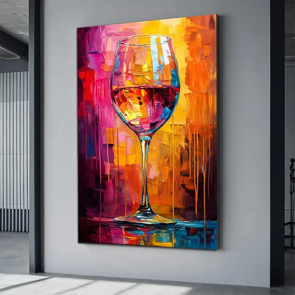 Colorful Wine Glass Abstract Wine Lover Gift Art Print