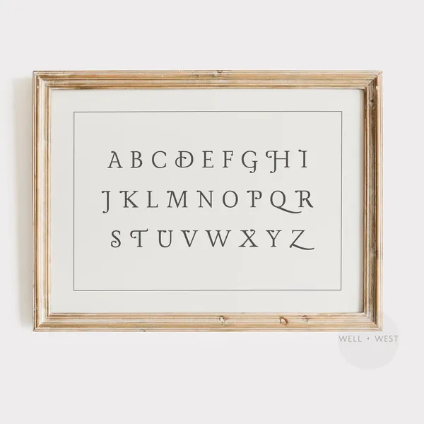 Beige Alphabet Wall Art, Vintage Nursery Art Print