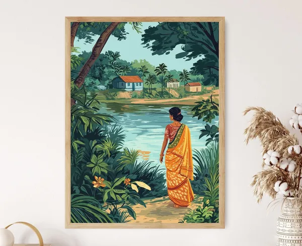 Bengali Village Art Print, Village Wall Decor