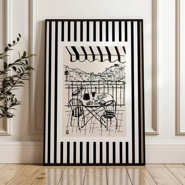 Positano Paris Minimalist Art Print, Black Stripes