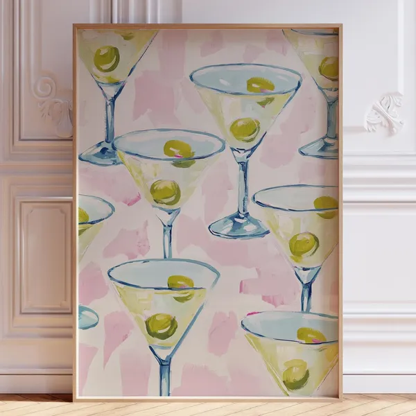 Pink Cocktail Poster, Food and Drink Art Print