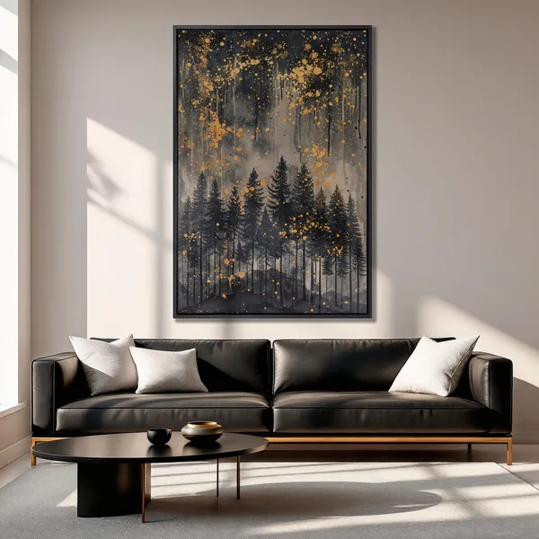 Starry Night Forest Abstract Pine Tree Art Print