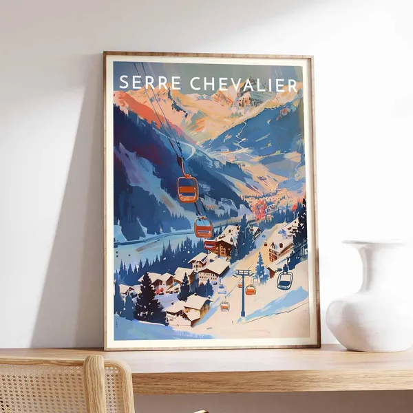 Serre Chevalier Skiing Travel Poster, France Travel Poster