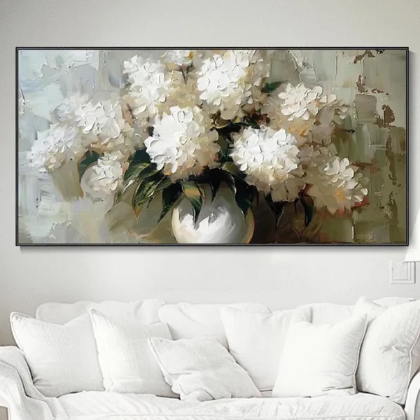 White Hydrangea Abstract Art Print, Modern Texture