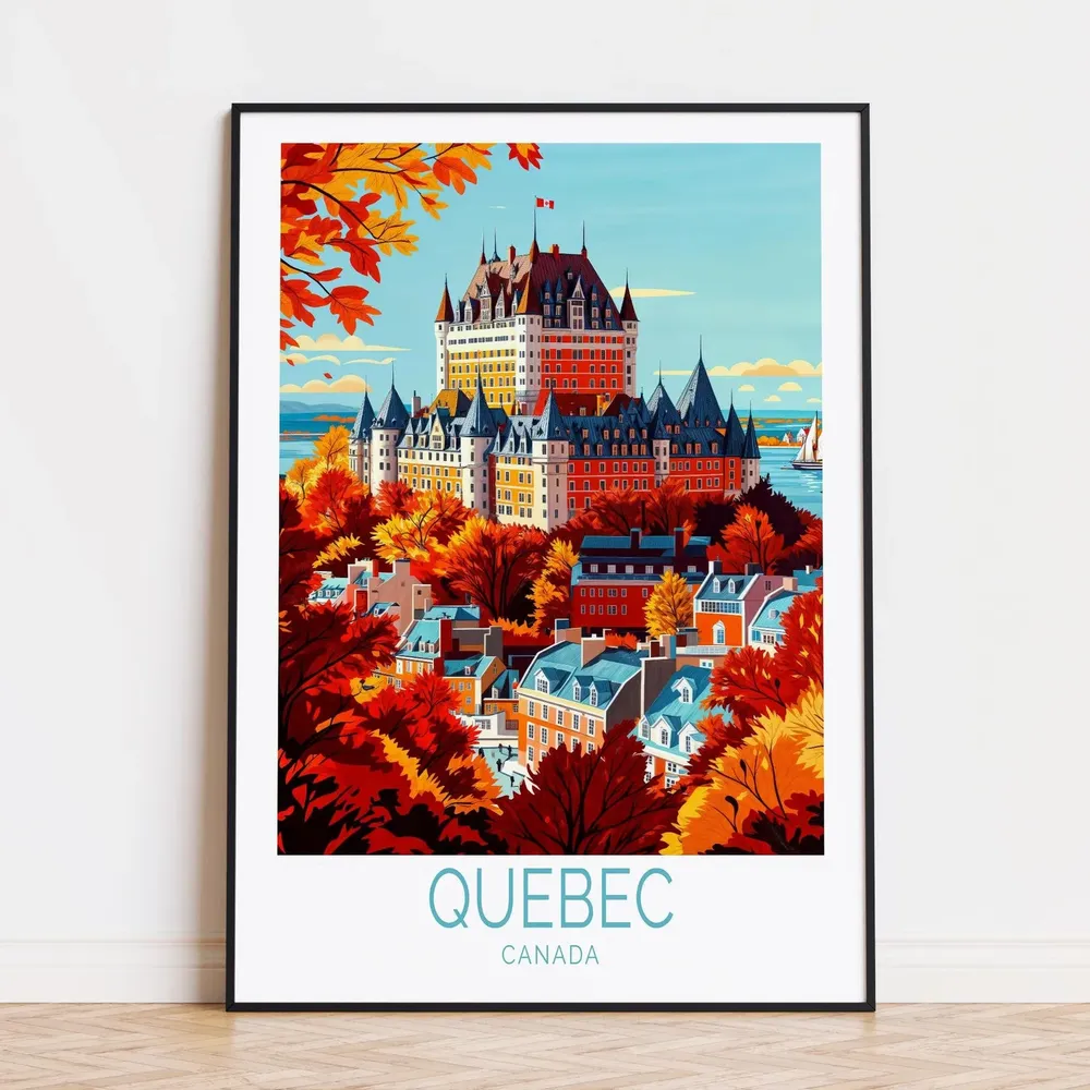 Quebec Canada Travel Poster, Home Decor Wall Art