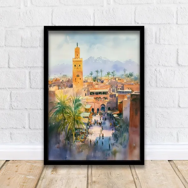 Marrakesh Morocco Watercolor Home Decor Poster