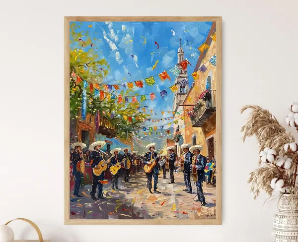Festive Mariachi Band Art Print, Music Room Decor