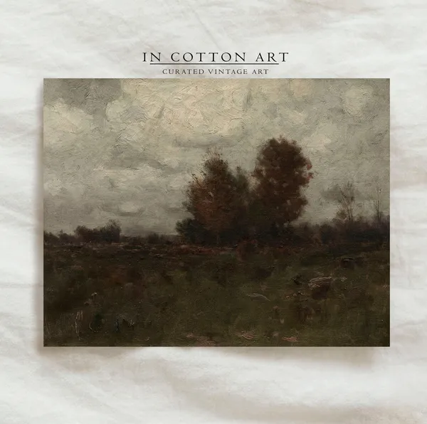 Vintage Moody Autumn Landscape, Rustic Fall Art Print