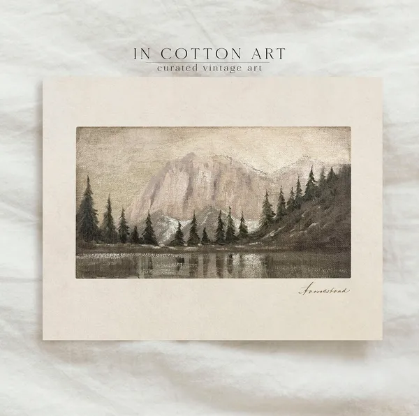 Vintage Holiday Winter Pine Forest Christmas Art Print