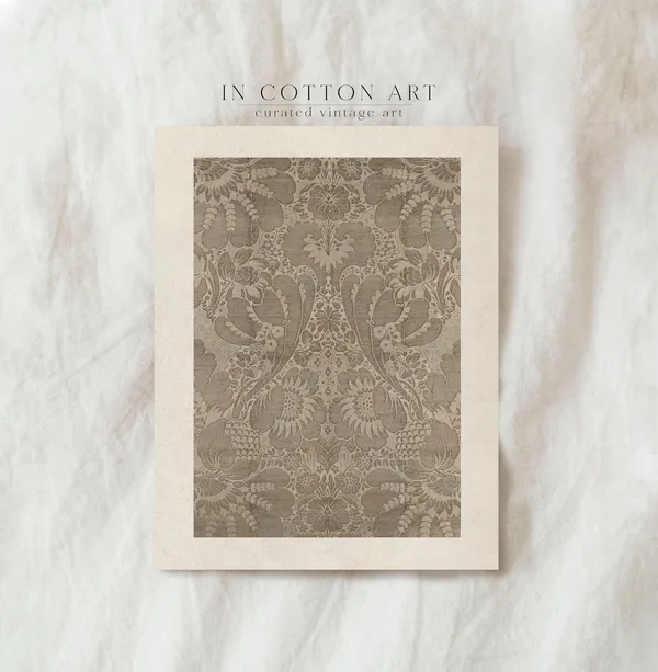 Vintage Neutral Botanical Tapestry Art Print, Eclectic Decor