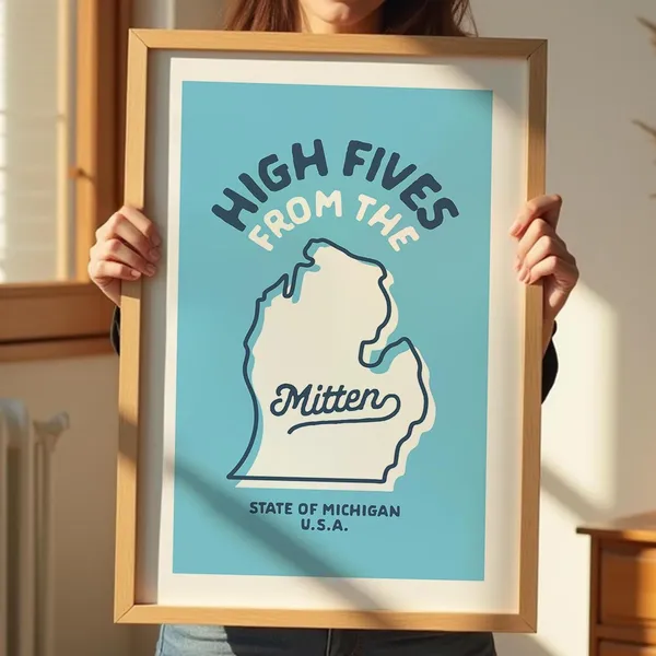 Michigan Retro Travel Poster, Outdoorsy Wall Decor