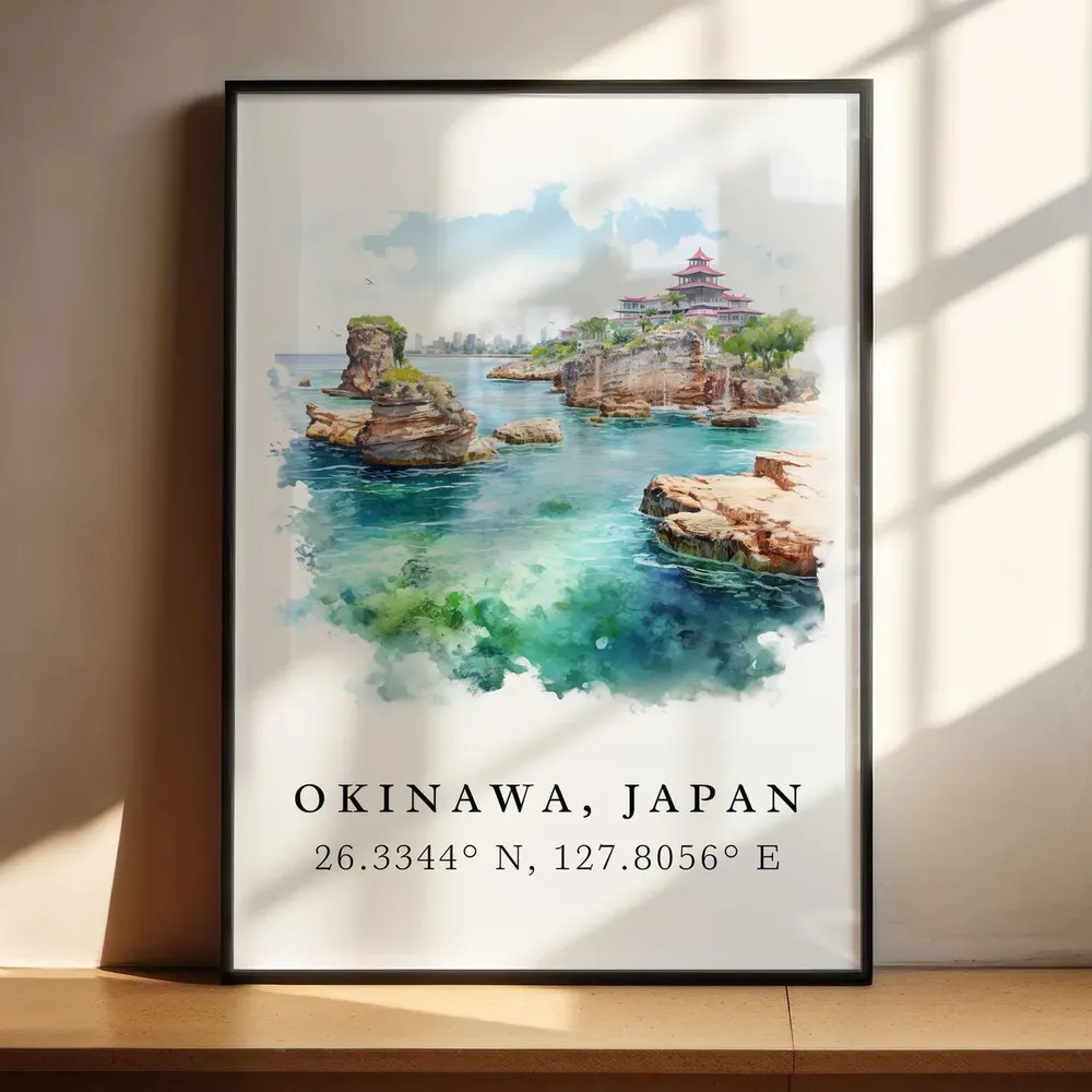 Okinawa Watercolor Travel Poster, Japan Wall Art - Image 7
