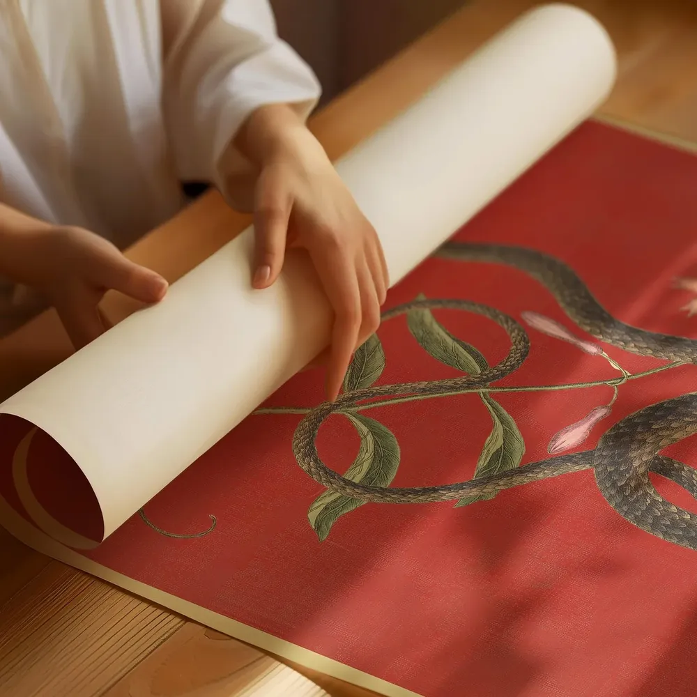 Vintage Japanese Snake And Flower Poster Print - Image 2