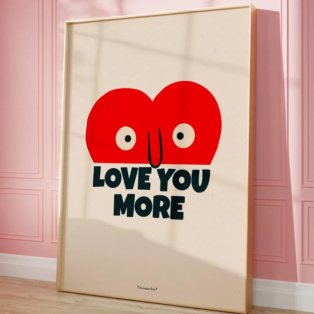 Love You More Retro Heart Art Print