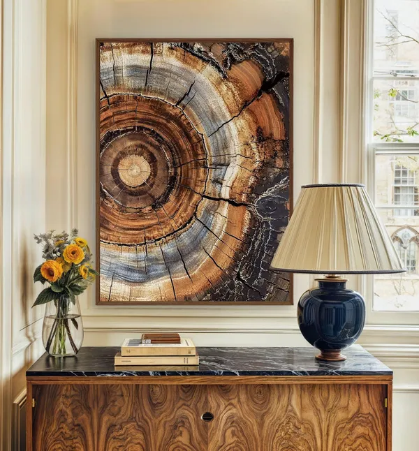 Morden Abstract Tree Rings Art Print, Nordic Boho